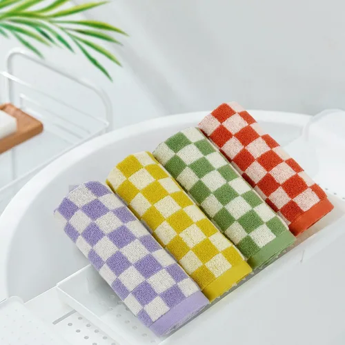 Miniatura 6 de Jacquotha Paños de Lavado a Cuadros Paquete de 4, 4 Colores - Paños de Algodón para Cara y Cuerpo, 13 x 13 Pulgadas, Toallas de Limpieza Diaria