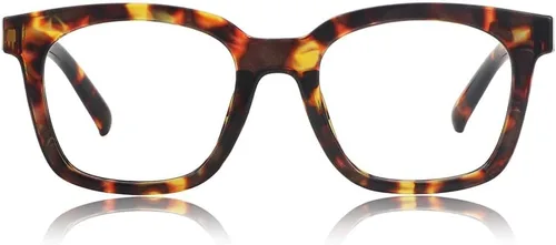 Miniatura 10 de JiSoo Anteojos de lectura cuadrados de gran tamaño para mujer 1.0, diseño grueso y elegante 1.0 para mujer con bisagra de resorte, cuarzo azul 1.0