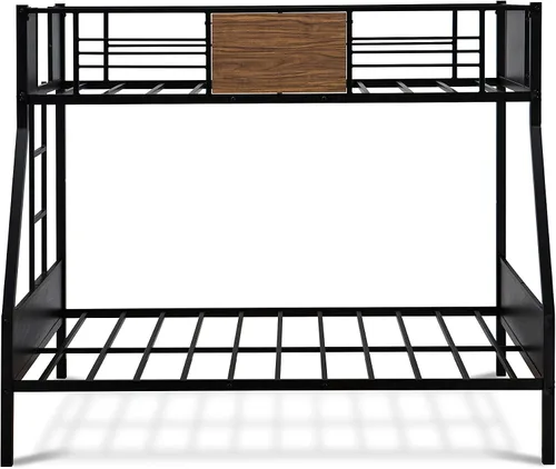 Miniatura 6 de East West Furniture JAFTBLK Jackson - Litera de tamaño matrimonial, dos camas divididas, una escalera con dos escalones y barandillas de protección