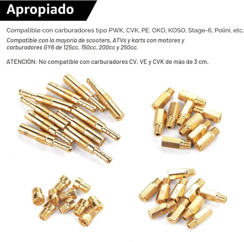 Miniatura 5 de 40 piezas de kit de tobera principal y tobera piloto lenta para PWK Keihin OKO CVK Crab, reemplaza #SCL-2018090002-ZH-T-01/02