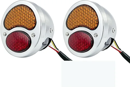 Miniatura 8 de FATECIM 2 luces traseras LED vintage Duolamp de 12 V, indicador de parada trasera con señales de giro y lámpara de matrícula, lente ahumada, Negro