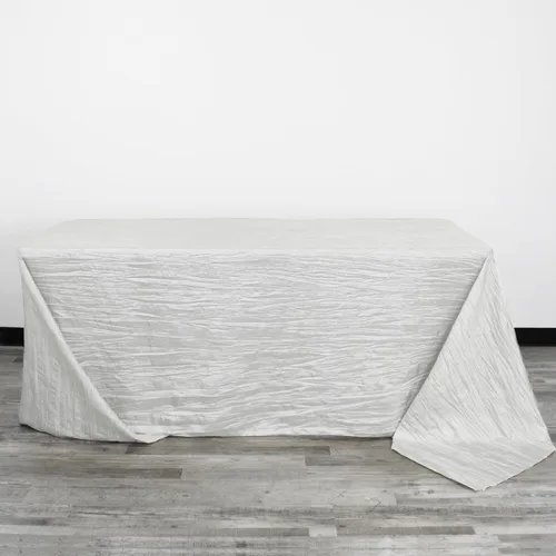 Miniatura 2 de YOUR CHAIR COVERS - Mantel rectangular de tafetán arrugado blanco de 90 x 132 pulgadas, 6 pies, elegante mantel para mesas rectangulares, bodas