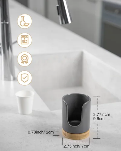 Miniatura 6 de Dispensador de Vasos de Baño de Cerámica - Soporte para Vasos Desechables de Papel y Plástico de 3 oz - Dispensador de Vasos para Enjuague Bucal