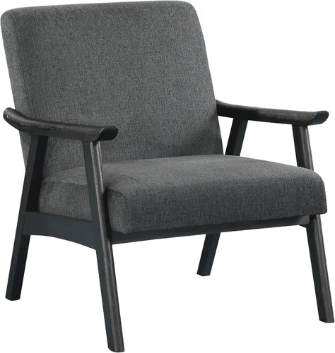 OSP Home Furnishings Weldon Mid-Century - Sillón moderno, tela de carbón con marco acabado negro