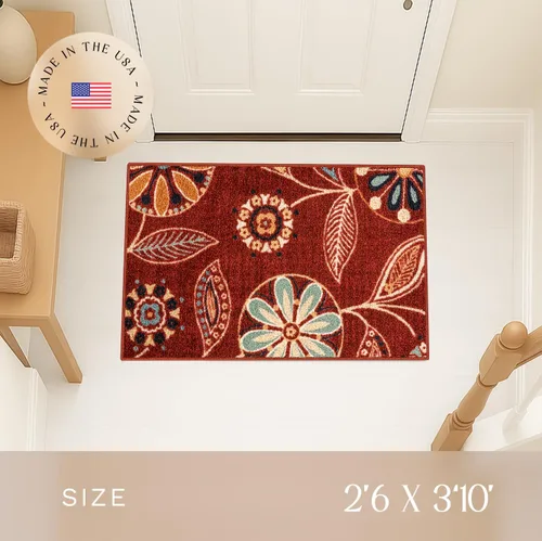 Miniatura 3 de Alfombras de cocina Maples Rugs Reggie, antideslizante, tapete de acento o área con diseño floral (fabricado en Estados Unidos), 2 pies 6 pulgadas x
