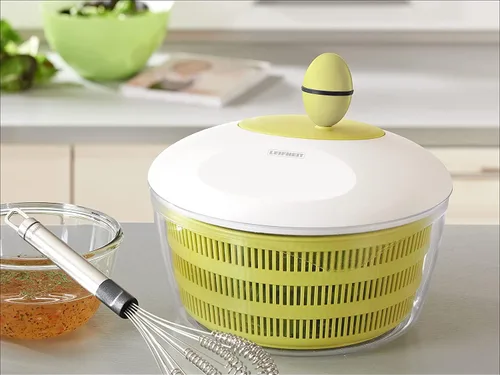Miniatura 2 de Leifheit Trend - Molinillo de ensalada verde y blanco, secadora de ensalada con manivela de 4 litros con base antideslizante, agarre ergonómico