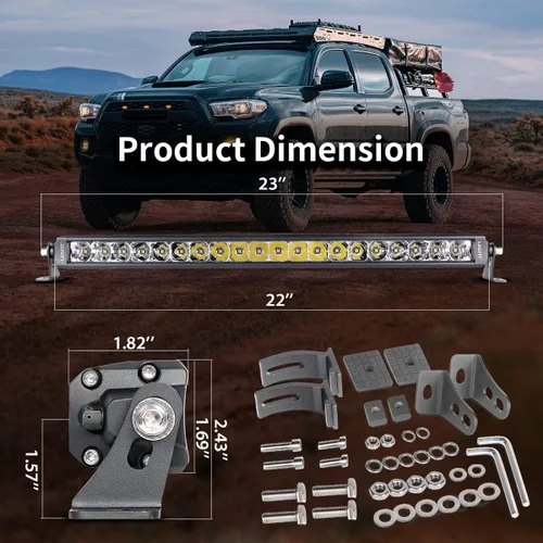 Miniatura 6 de LASFIT Barra de luz LED de 22 pulgadas, impermeable IP67, luz todoterreno puntual y de inundación para Wrangler/Camry/Accord/Ranger/Explorer/ATV