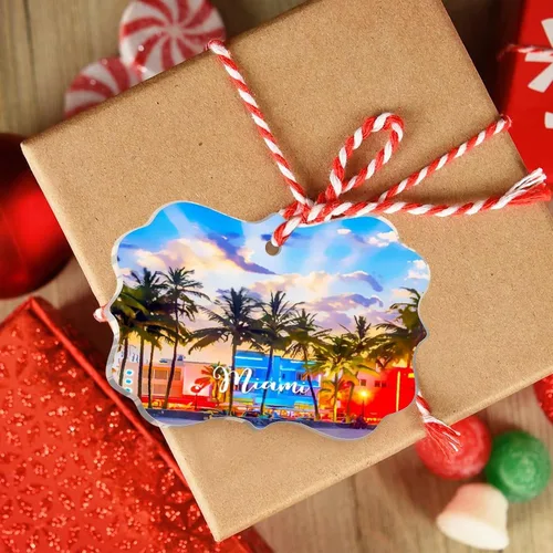 Miniatura 4 de Miami Florida, Estados Unidos, decoración de árbol de Navidad, recuerdos de ciudad de campo, recuerdos personalizados de Navidad 2023, decoración