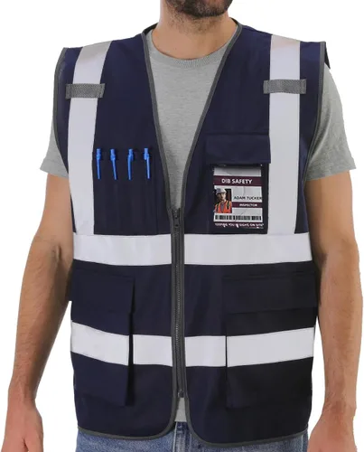 Miniatura 7 de Dib Safety - Chaleco reflectante ANSI clase 2, chaleco de alta visibilidad con bolsillos y cremallera, ideal para trabajo en construcción, alta