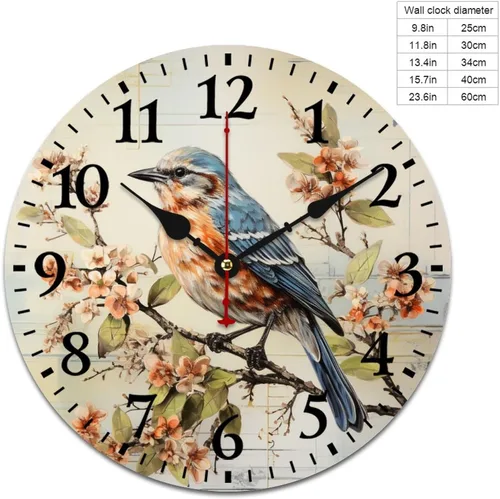Miniatura 2 de Reloj de pared retro vintage de 16 pulgadas, estilo francés, estilo toscano y estilo vintage, funciona con pilas, con movimiento de cuarzo, números