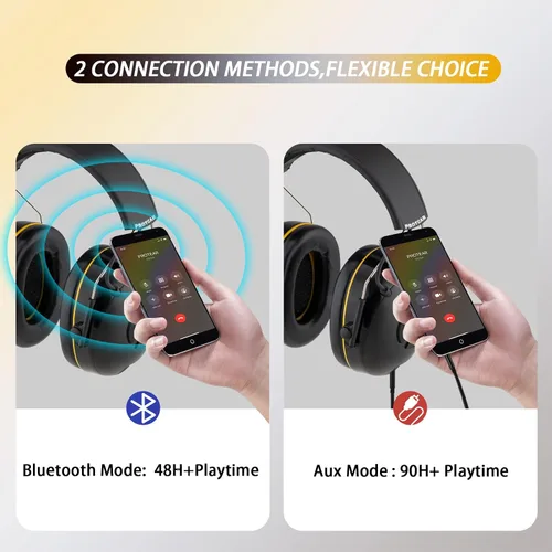 Miniatura 5 de (Orejeras E6850 Bluetooth de protección auditiva mejoradas con micrófono integrado, altavoces de alta fidelidad, tiempo de reproducción de más