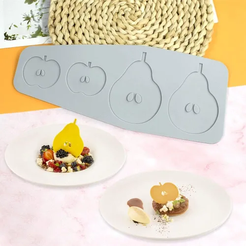 Miniatura 6 de Molde de silicona para encaje de flores, surtido de moldes texturizados para tartas, hueca 3D, fruta, manzana, pera, tapete de encaje para hornear