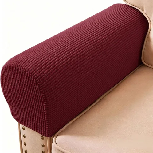 Fundas para Brazos de Sofá, Sillón y Sillón Reclinable Elásticas, Fundas para Reposabrazos, Juego de 2 (Rojo Vino)