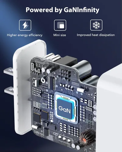 Miniatura 5 de Paquete de 2 bloques de cargador rápido USB C de 65 W, 6 puertos (PD3.0 45 W+QC 20 W), enchufe de cargador de pared, cubos de carga multipuerto