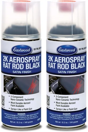 Miniatura 2 de Eastwood Pintura en Aerosol Automotriz 2K Catalizada Aerospray Durable Rat Rod Negro Satinado 12.2 oz Aerosol 1 Paquete