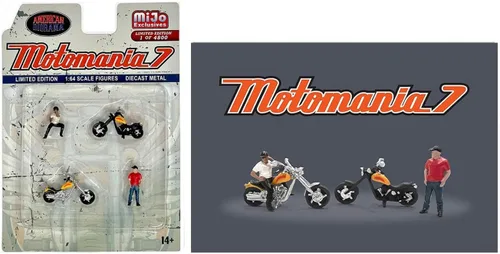 Motomania - Juego de 4 figuras fundidas a presión de 7 pulgadas (2 figuras, 2 motocicletas) Edición limitada a 4800 piezas en todo el mundo para