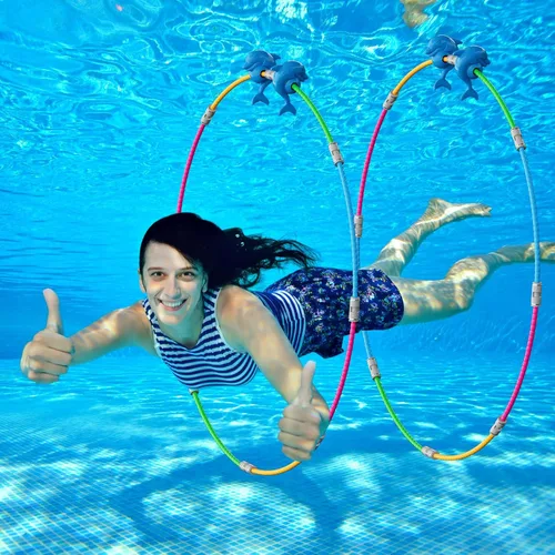 Miniatura 5 de Juguetes de piscina para niños, paquete de 2 anillos deportivos subacuáticos para niños, juegos de piscina ideales para niños y niñas de 5, 6, 7, 8
