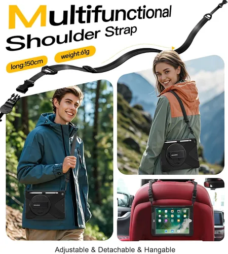 Miniatura 7 de BRAECN Funda para iPad 6ª/5ª Generación, Funda iPad 9.7 2018/2017 - Resistente a Prueba de Golpes con Soporte para Lápices, Correa de Hombro