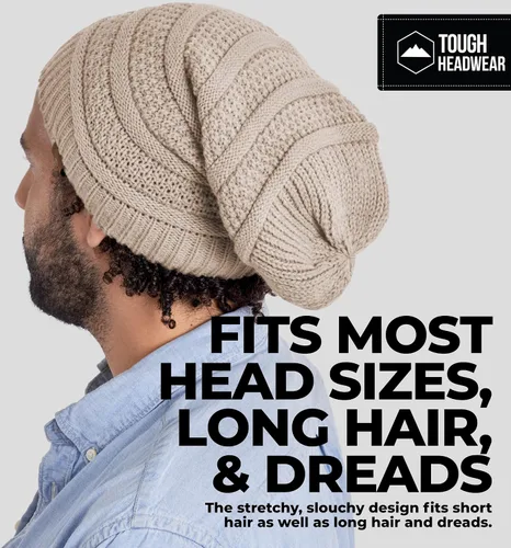Miniatura 35 de Slouchy Cable tejido Gorro de lana por Tough Headwear – Gorro de lana de gran tamaño Sombreros Gorros Graves Sombreros Para Hombres y Mujeres