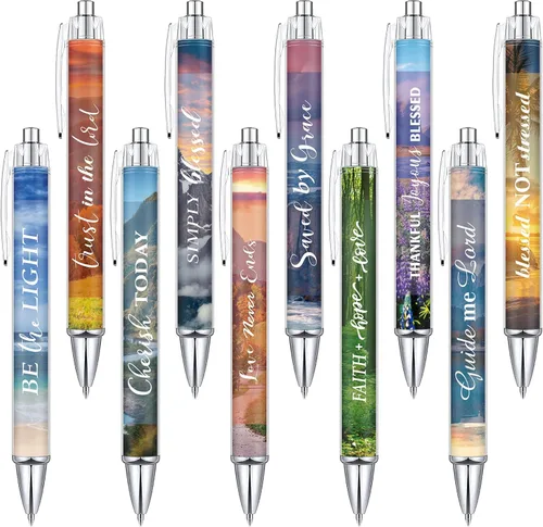 Miniatura 9 de Tinlade 10 piezas de bolígrafos cristianos para mujeres, bolígrafos de tinta religiosa, regalos de Pascua, citas inspiradoras, versículos bíblicos