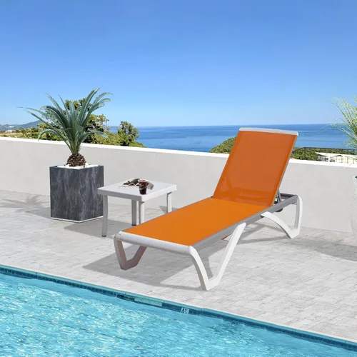 Miniatura 9 de Domi - Tumbona para exteriores, sillón ajustable de aluminio para patio, silla de piscina de plástico para terraza, césped, patio trasero