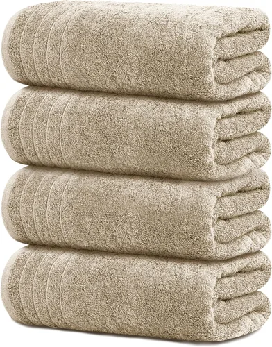 Tens Towels Paquete de 4 toallas de baño extra grandes de 30 x 60 pulgadas, 100% algodón, más grandes y ligeras, más rápidas de secar, súper suaves