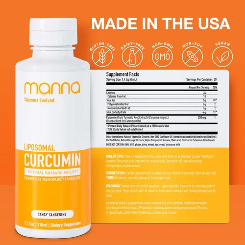 Miniatura 8 de Manna Vitamins Evolved Curcumina líquida liposomal para una absorción avanzada, el mejor suplemento de cúrcuma para apoyo diario de la salud