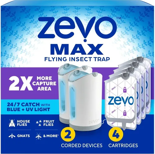 Miniatura 10 de Zevo MAX - Atrapa insectos y trampa para moscas para interiores, trampa de insectos voladores para mosquitos, moscas domésticas y de la fruta, uso
