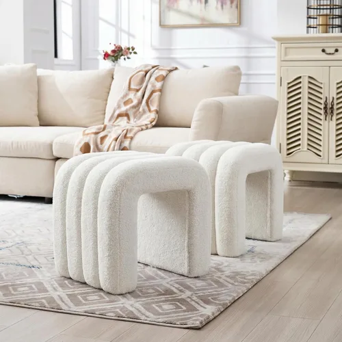 Miniatura 12 de Taburete otomano multifuncional, reposapiés para sofá, taburete de tocador moderno para sala de maquillaje, sala de estar y entrada, taburete