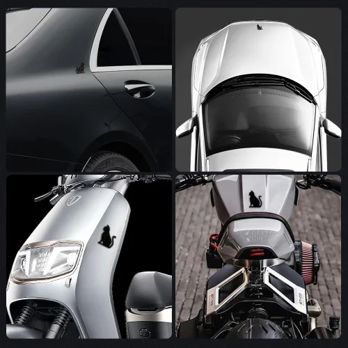 Miniatura 6 de Juren Adhesivo de metal 3D para automóvil, diseño de gato, emblema para automóvil, universal, motocicleta, bicicleta, decoración de automóvil Negro