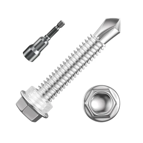 Miniatura 24 de Wensilon (250Pcs) #8×1" Tornillos autoperforantes de cabeza hexagonal con arandela, tornillos de acero inoxidable 410 para chapa metálica, tornillos
