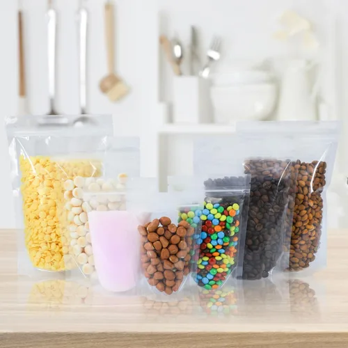 Miniatura 6 de 100 piezas de bolsas resellables, bolsas de pie transparentes de 3.9x5.9 pulgadas, bolsas de almacenamiento de alimentos con cierre de cremallera
