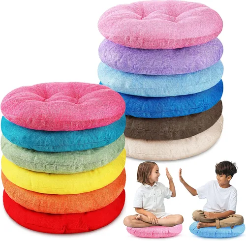 Fumete 12 piezas de 16 pulgadas de cojines de piso redondos para niños y bebés, asientos flexibles para salón de clases, almohadas de piso para el