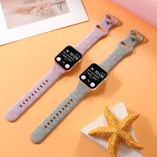 Miniatura 4 de Correas grabadas a cuadros compatibles con Apple Watch Band de 1.575 in 1.614 in 1.496 in 1.654 in 1.732 in 1.772 in 1.929 in, correa deportiva