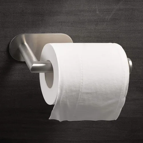 Miniatura 5 de HITSLAM Soporte de papel higiénico de acero inoxidable, autoadhesivo, a prueba de óxido, resistente, para baño Níquel cepillado