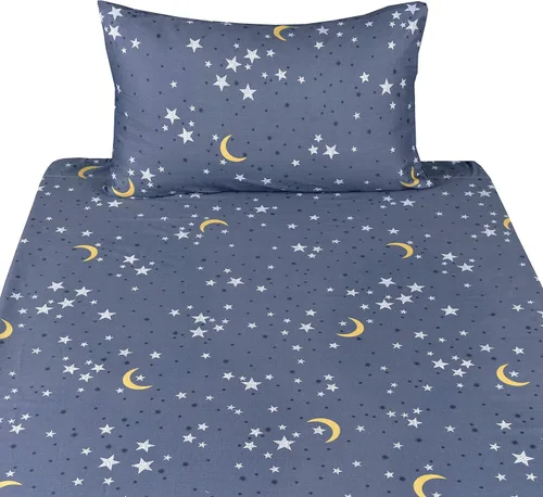 Miniatura 3 de Scientific Sleep Moon & Stars - Juego de sábanas para niños y niñas, 100% algodón, 3 piezas, tamaño individual, para niños y adolescentes, sábana