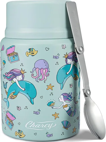 Miniatura 14 de Charcy Termo de 17oz para alimentos calientes, sopa termo contenedor de alimentos para lonchera con cuchara plegable ZB - Negro