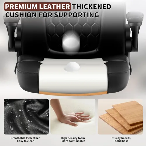 Miniatura 4 de Silla ejecutiva de oficina Nexthro de PU, silla de oficina de cuero con ruedas, silla giratoria de 360° con brazos acolchados, silla ergonómica