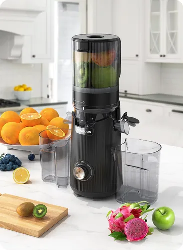 Miniatura 2 de ACOQOOS Máquinas exprimidoras, canal de 5.3 pulgadas de ancho para frutas y verduras enteras, ahorro de tiempo de alimentación automática de 1.8L