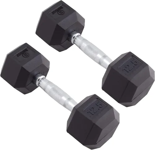 Miniatura 10 de Body Sport Mancuernas hexagonales con revestimiento de goma, par de mancuernas para ejercicios, equipo de entrenamiento de fuerza, accesorios