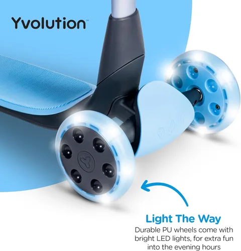 Miniatura 7 de Yvolution Y Glider Nua Patinete plegable de tres ruedas para niños con accesorio de almacenamiento para niños a partir de 3 años Azul ecológico