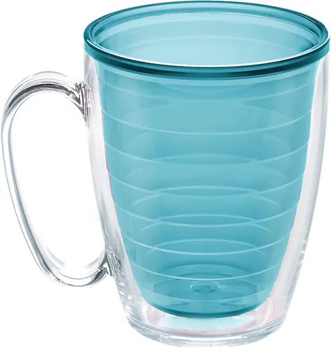 Tervis Vaso aislado de doble pared transparente y colorido hecho en Estados Unidos mantiene las bebidas frías y calientes, taza de viaje de 16 Azul