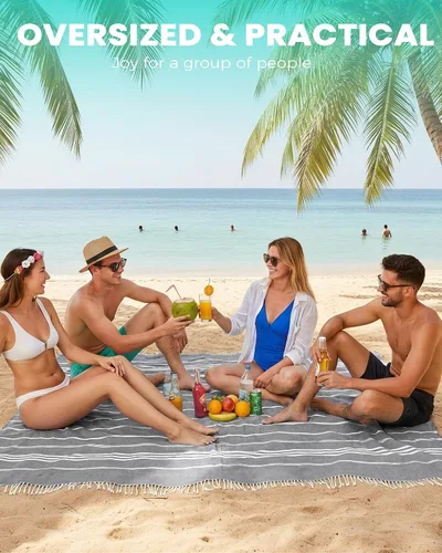 Miniatura 2 de Manta Gigante Extra Grande Fina Manta Boho Antfuny Manta de Playa Turca Toalla Jumbo Extra Grande XL XXL Grande Sobredimensionada Accesorios