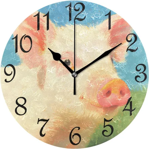 Miniatura 31 de Reloj de pared rústico retro con puerta de granero de madera, marrón, azul, funciona con pilas, silencioso, sin tictac, 10 pulgadas, reloj de mesa