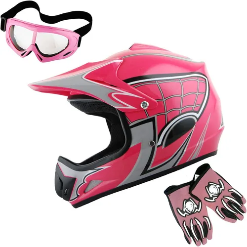 Miniatura 9 de Martian Casco de Motocross para Jóvenes Niños ATV Dirt Bike BMX MX Casco + Gafas + Guante Negro MG Youth Paquete: Spider Negro