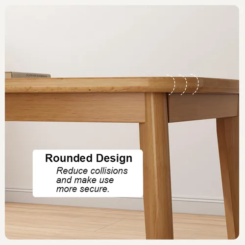 Miniatura 5 de Mesa de comedor rectangular de madera maciza, mesa de cocina rústica con almohadillas antideslizantes para los pies, estructura estable, adecuada
