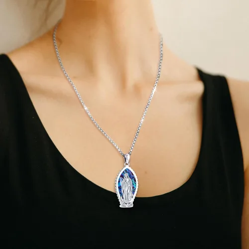 Miniatura 127 de Eusense San Miguel San Cristóbal San Benito San Judas Virgen María Collar chapado en oro 925 joyería religiosa para hombres y mujeres, collar