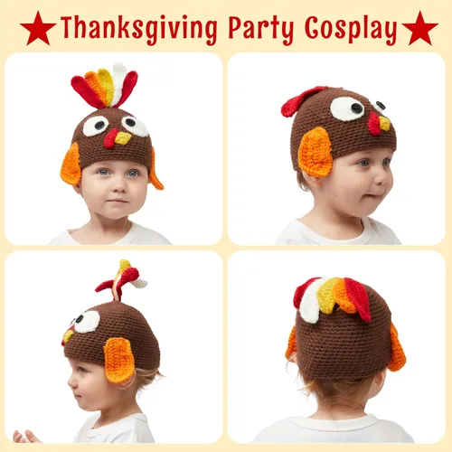 Miniatura 3 de JOYIN Gorro de pavo con orejeras - Accesorio de fotografía para bebés pequeños, carnaval cosplay