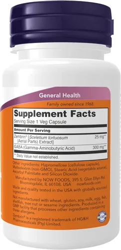 Miniatura 2 de Suplementos Now Calma y Concentración con Zembrin® y GABA, Apoyo Cognitivo*, Clínicamente Validado, 60 Cápsulas Vegetales
