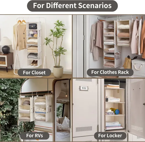 Miniatura 5 de StorageWorks Organizador de armario jumbo de 6 estantes, dos estantes colgantes separables de 3 estantes para armario, 13 pulgadas de profundidad x